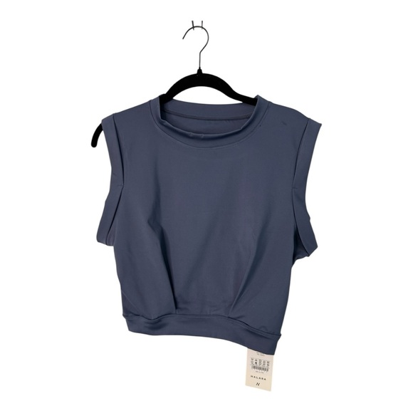 Halara Crew Neck Sleeveless Cropped Yoga Tank Top‎ in Deep Navy Size Small NWT - Picture 4 of 9